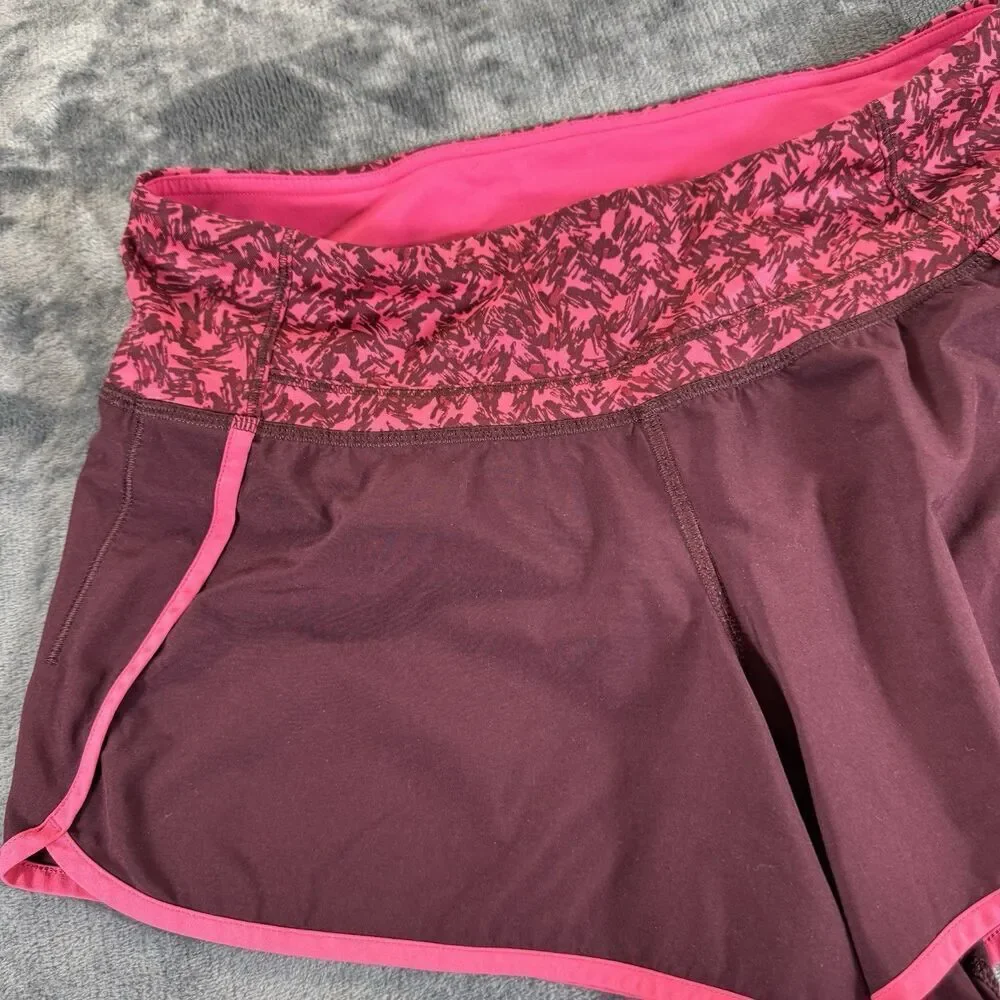 Lululemon Sz 4 Mountain Peaks Bon Bordeaux Drama Maroon 4 Way Run Times Short